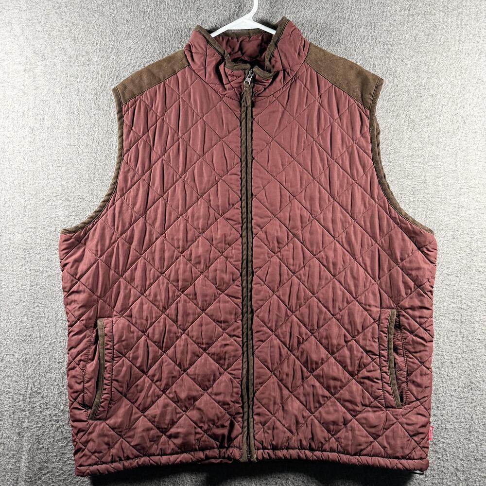 Coleman Vest Mens 2XL Red Quilted Full Zip Insulated Outdoor Hiking Pockets
